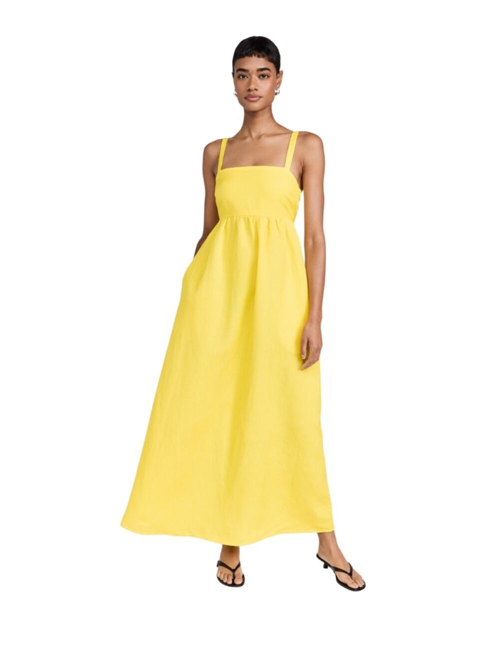 L'AGENCE Jessamy Empire Waist Dress in Laser Lemon Size 8 NWT